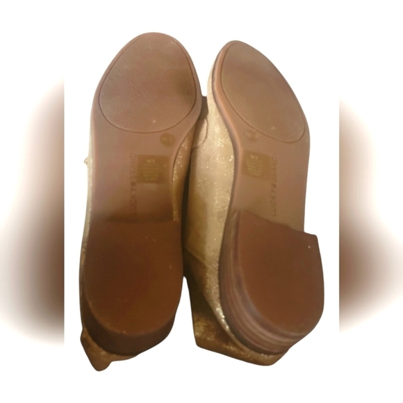 Lucky Brand Women's Gold Glitter Distressed Burnished Loafers Size 9M/39 - Picture 4 of 8